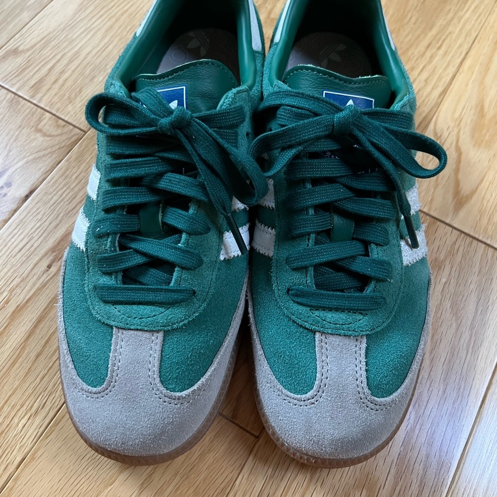 Adidas Suede Green Sambas, Women’s 8 equivalent